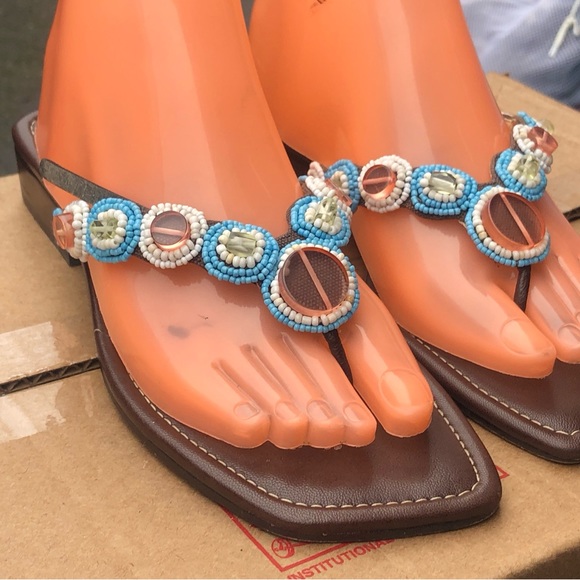 AK Anne Klein Thong Rhinestones Fli-Flop Sandals Size 7M - Picture 3 of 13